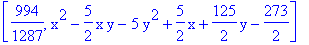 [994/1287, x^2-5/2*x*y-5*y^2+5/2*x+125/2*y-273/2]